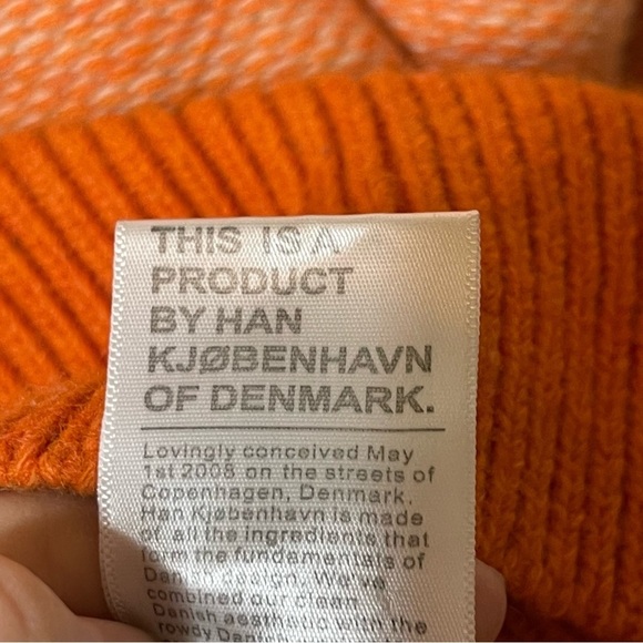 Han Kjøbenhavn of Denmark 100% lamb wool orange crewneck sweater pullover - Picture 6 of 8